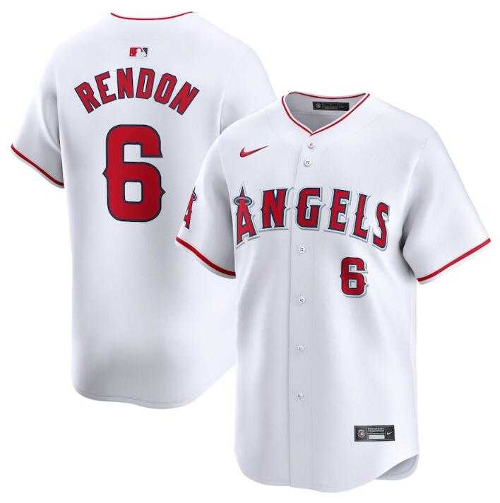 Mens Los Angeles Angels #6 Anthony Rendon White Home Limited Stitched Baseball Jersey Dzhi->los angeles angels->MLB Jersey
